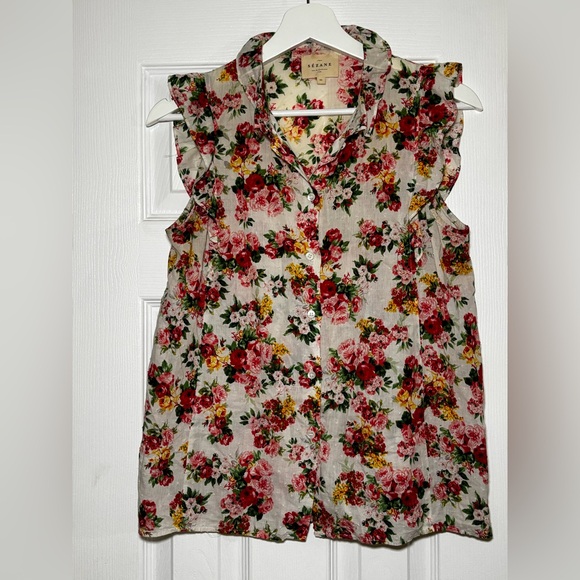 Sezane Multicolor Floral Ruffle Blouse - Picture 2 of 5